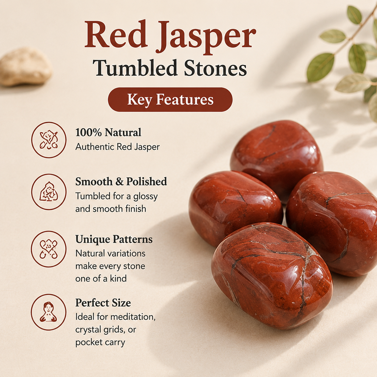 Red Jasper Tumbled Crystals (Breaking Addictions and Strength)  DestGlow