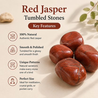 Red Jasper Tumbled Crystals (Breaking Addictions and Strength)  DestGlow