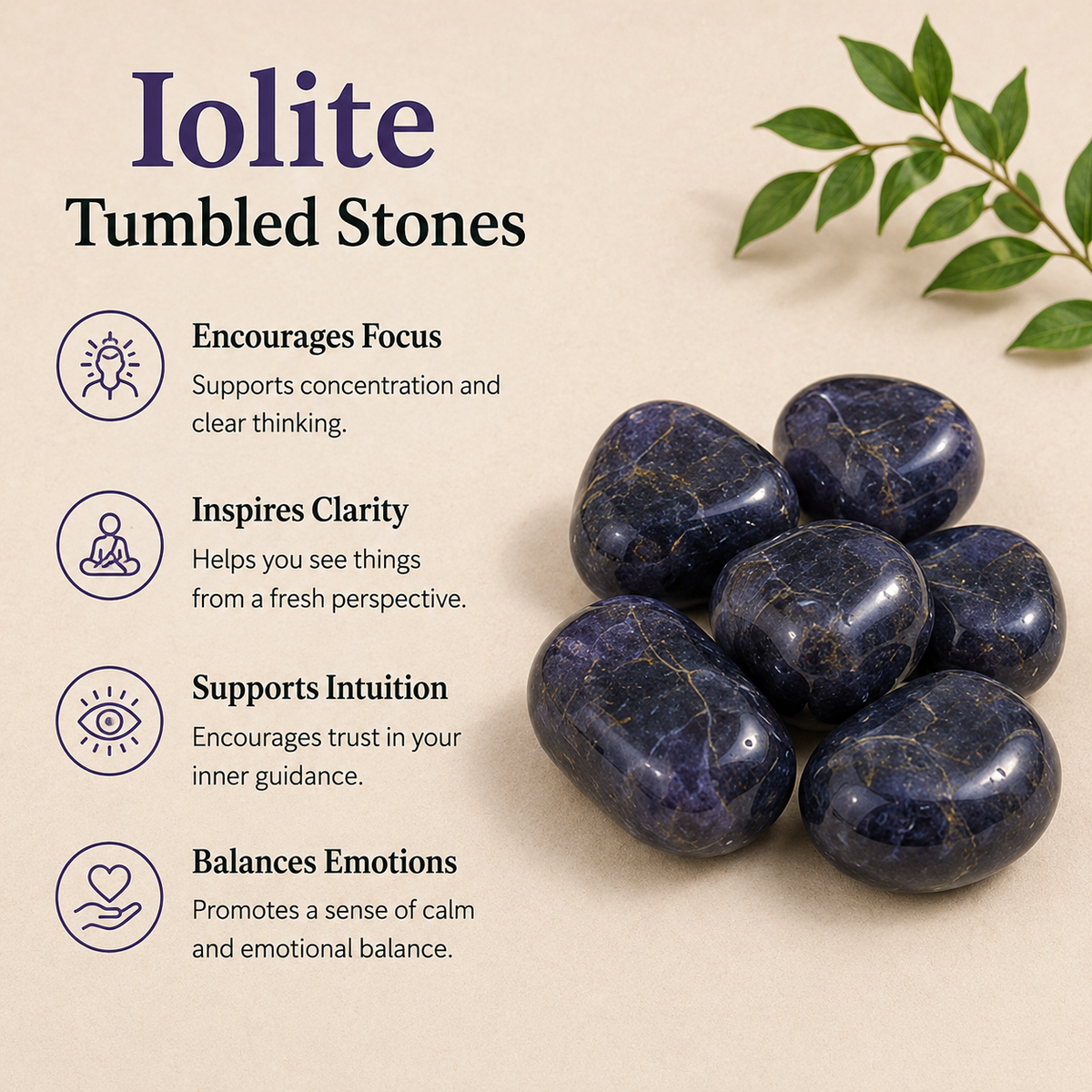 Iolite Tumbled Crystals(Meditation and Communication With Higher Realms)  DestGlow
