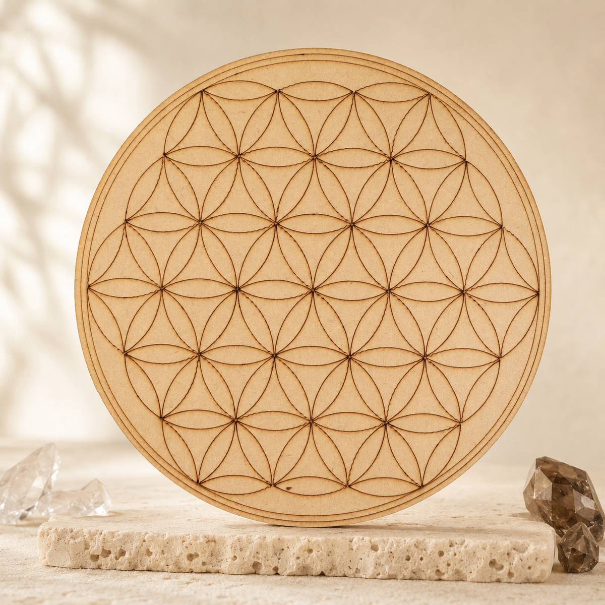Tree of Life Crystal Grid Board, 6" Wooden Crystal Grid Plate  DestGlow