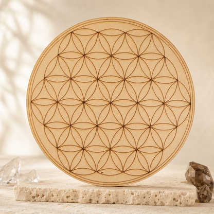 Tree of Life Crystal Grid Board, 6" Wooden Crystal Grid Plate  DestGlow
