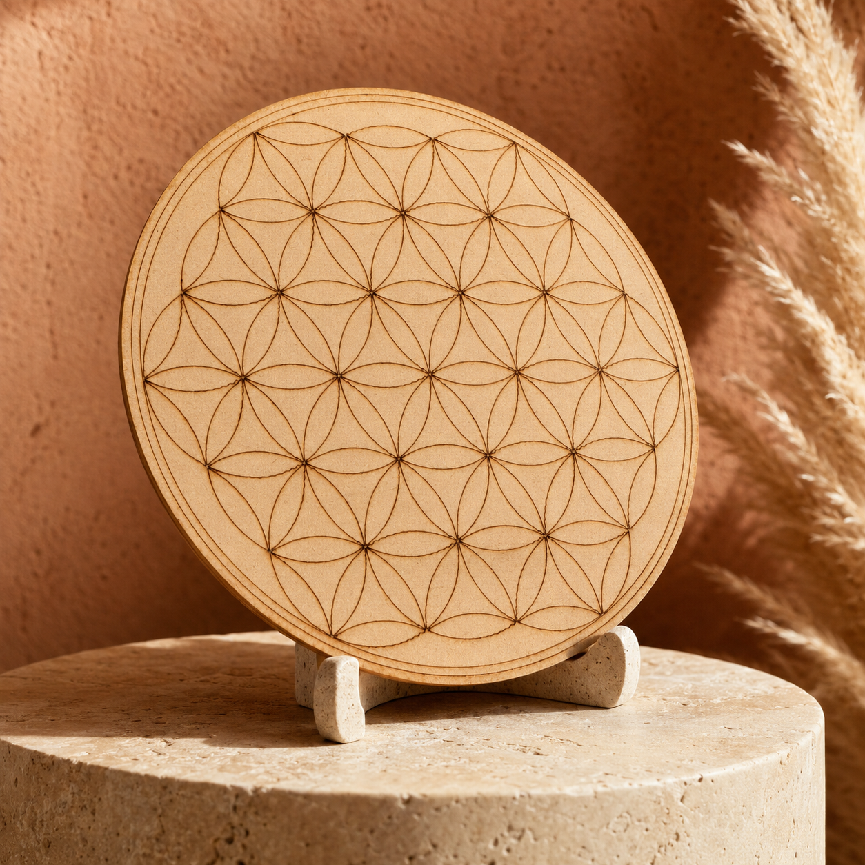 Tree of Life Crystal Grid Board, 6" Wooden Crystal Grid Plate  DestGlow