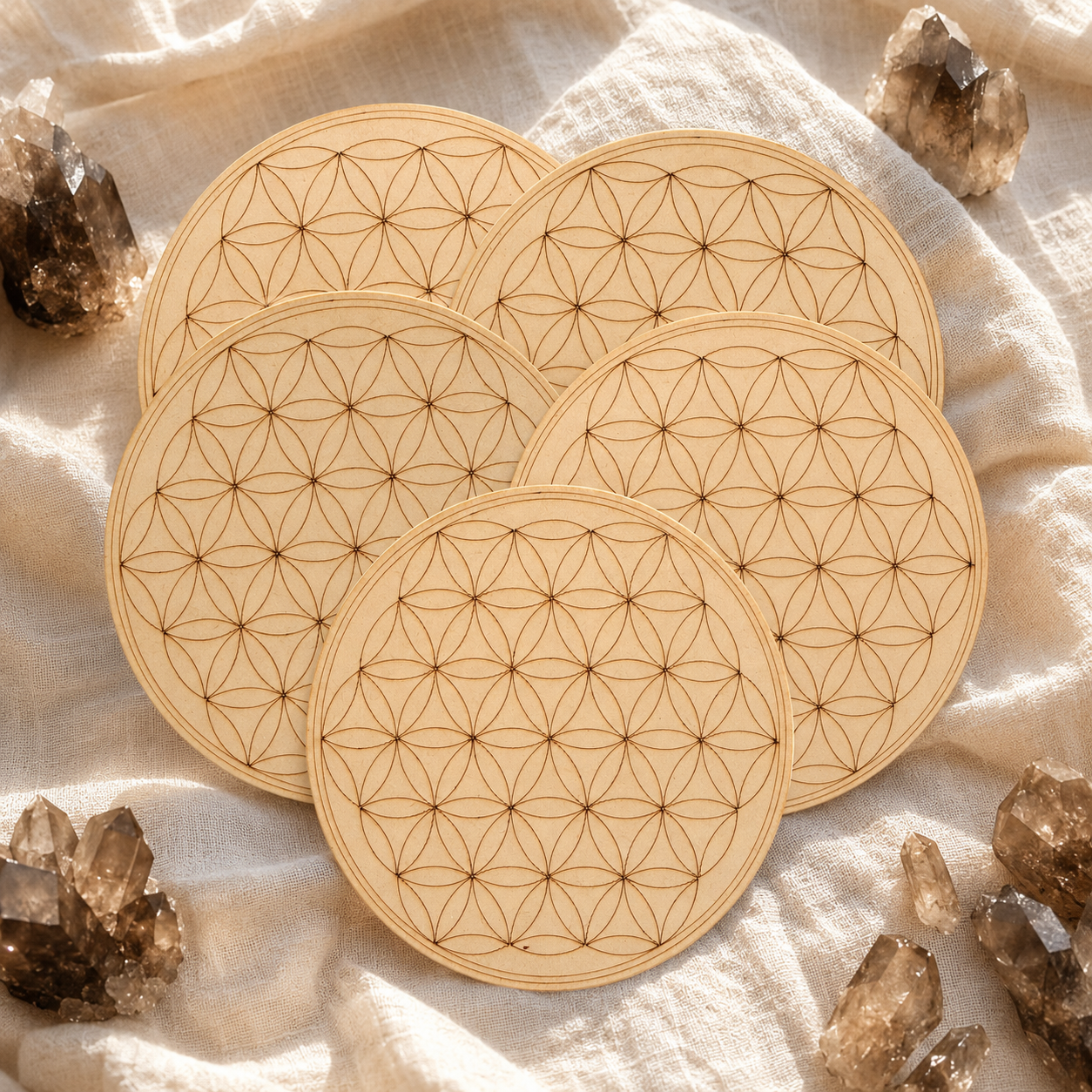 Tree of Life Crystal Grid Board, 6" Wooden Crystal Grid Plate  DestGlow