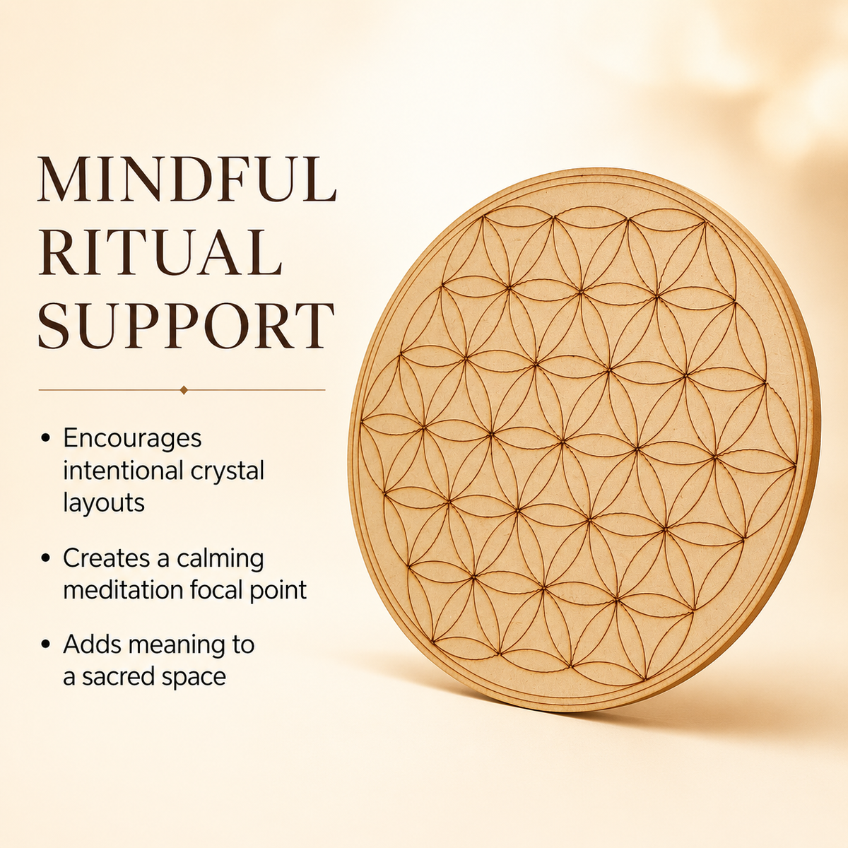 Tree of Life Crystal Grid Board, 6" Wooden Crystal Grid Plate  DestGlow