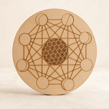 Moon Phase Crystal Grid Board, 6" Wooden Crystal Grid Plate  DestGlow