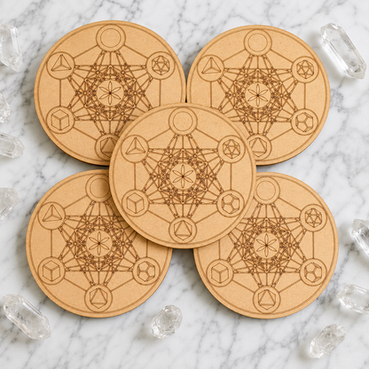 Sacred Geometry Crystal Grid Board, 6" Wooden Crystal Grid Plate  DestGlow