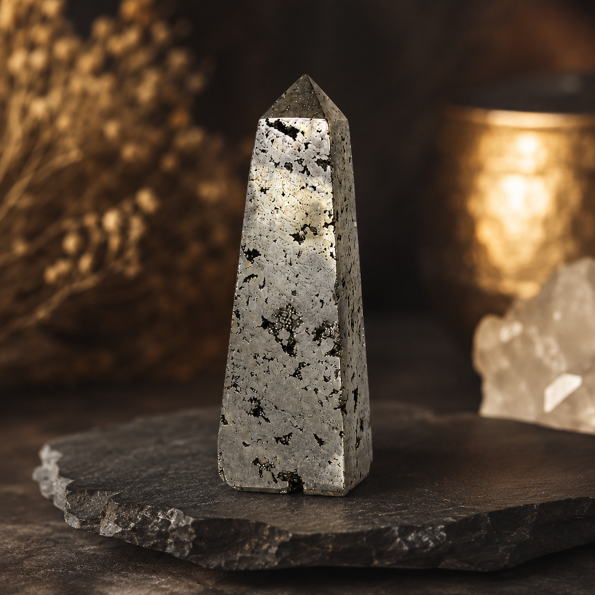 Pyrite Druzy Tower Point (Memory and Wealth)  DestGlow