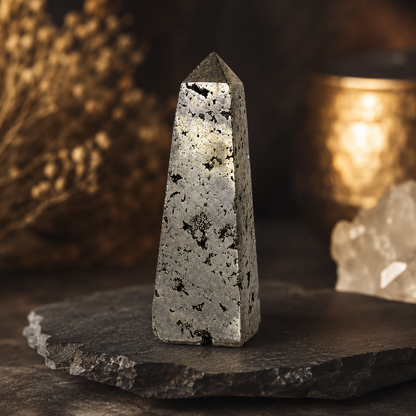 Pyrite Druzy Tower Point (Memory and Wealth)  DestGlow