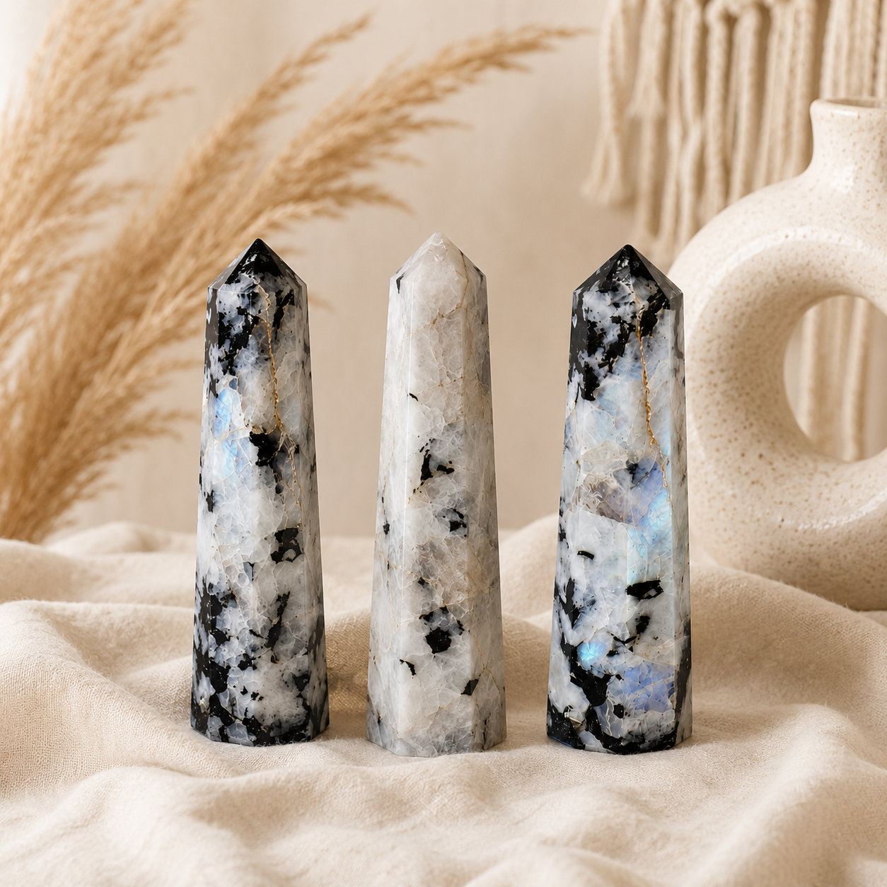 Rainbow Moonstone Tower Point (Creativity and Compassion)