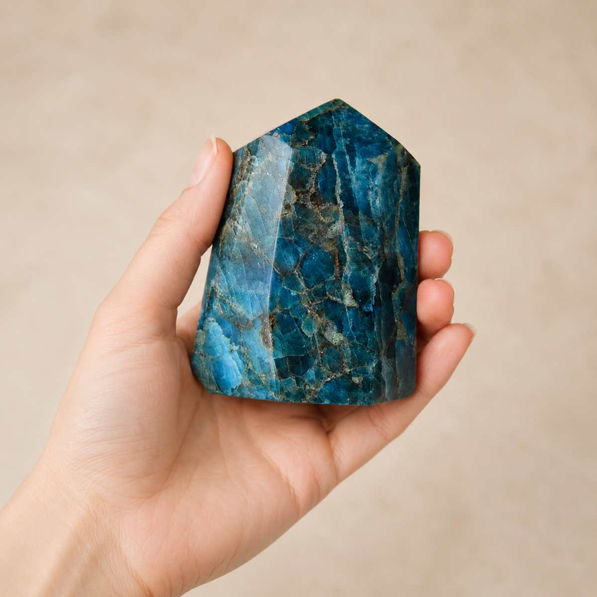 Polished Blue Apatite Points (Inspiration and Psychic Abilities)  DestGlow