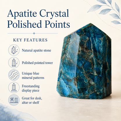 Polished Blue Apatite Points (Inspiration and Psychic Abilities)  DestGlow