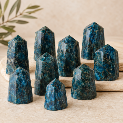 Polished Blue Apatite Points (Inspiration and Psychic Abilities)  DestGlow