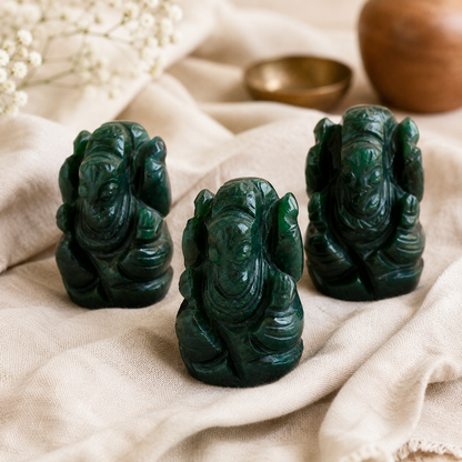 Green Jade Ganesha Statue (Wisdom and Balance)  DestGlow