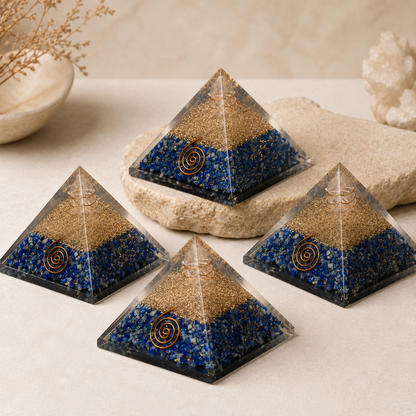 Lapis Lazuli Orgone pyramid, Clear Quartz Crystal Pencil