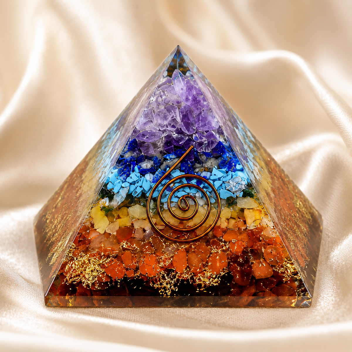 7 Chakra Orgone pyramid With Clear Quartz Crystal Pencil  DestGlow