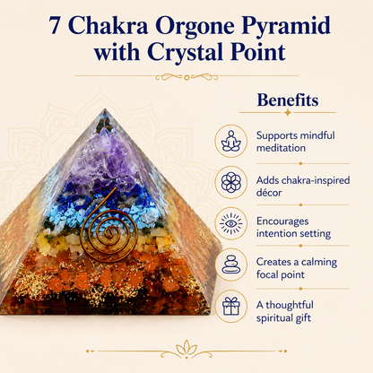 7 Chakra Orgone pyramid With Clear Quartz Crystal Pencil  DestGlow