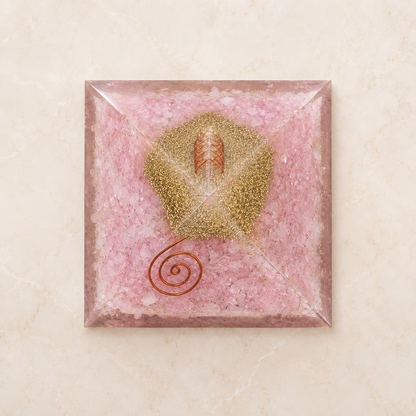 Rose Quartz Orgone pyramid, Clear Quartz Crystal Pencil  DestGlow