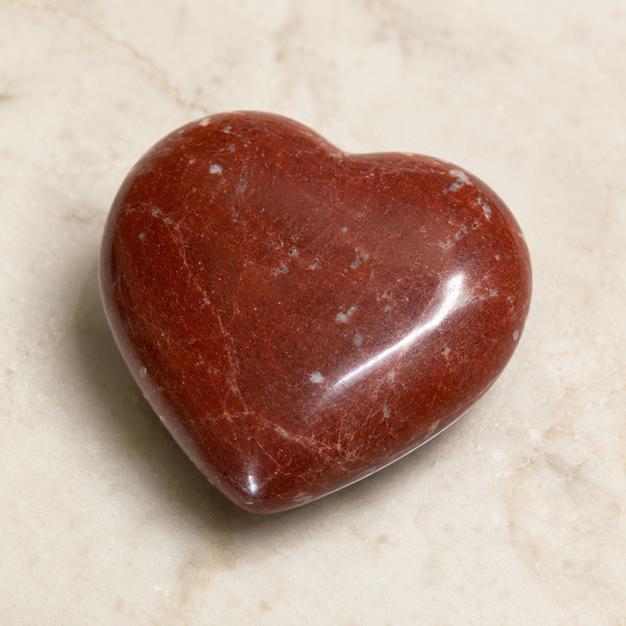 Red Jasper Heart Crystal, Puffy Mini 1 Inch Pocket Crystal Heart  DestGlow
