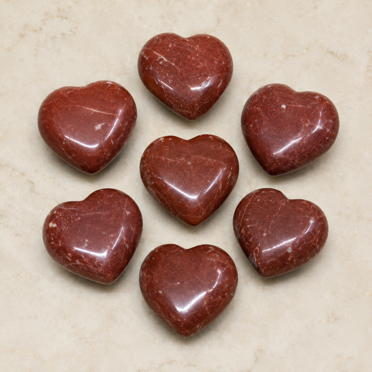 Red Jasper Heart Crystal, Puffy Mini 1 Inch Pocket Crystal Heart  DestGlow
