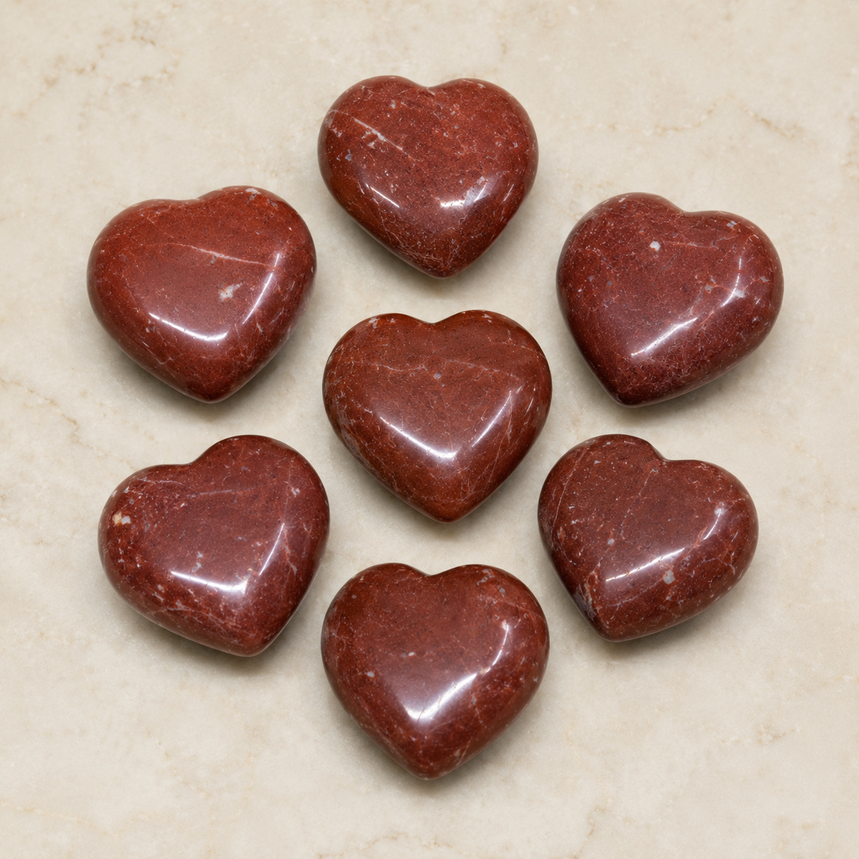 Red Jasper Heart Crystal, Puffy Mini 1 Inch Pocket Crystal Heart  DestGlow