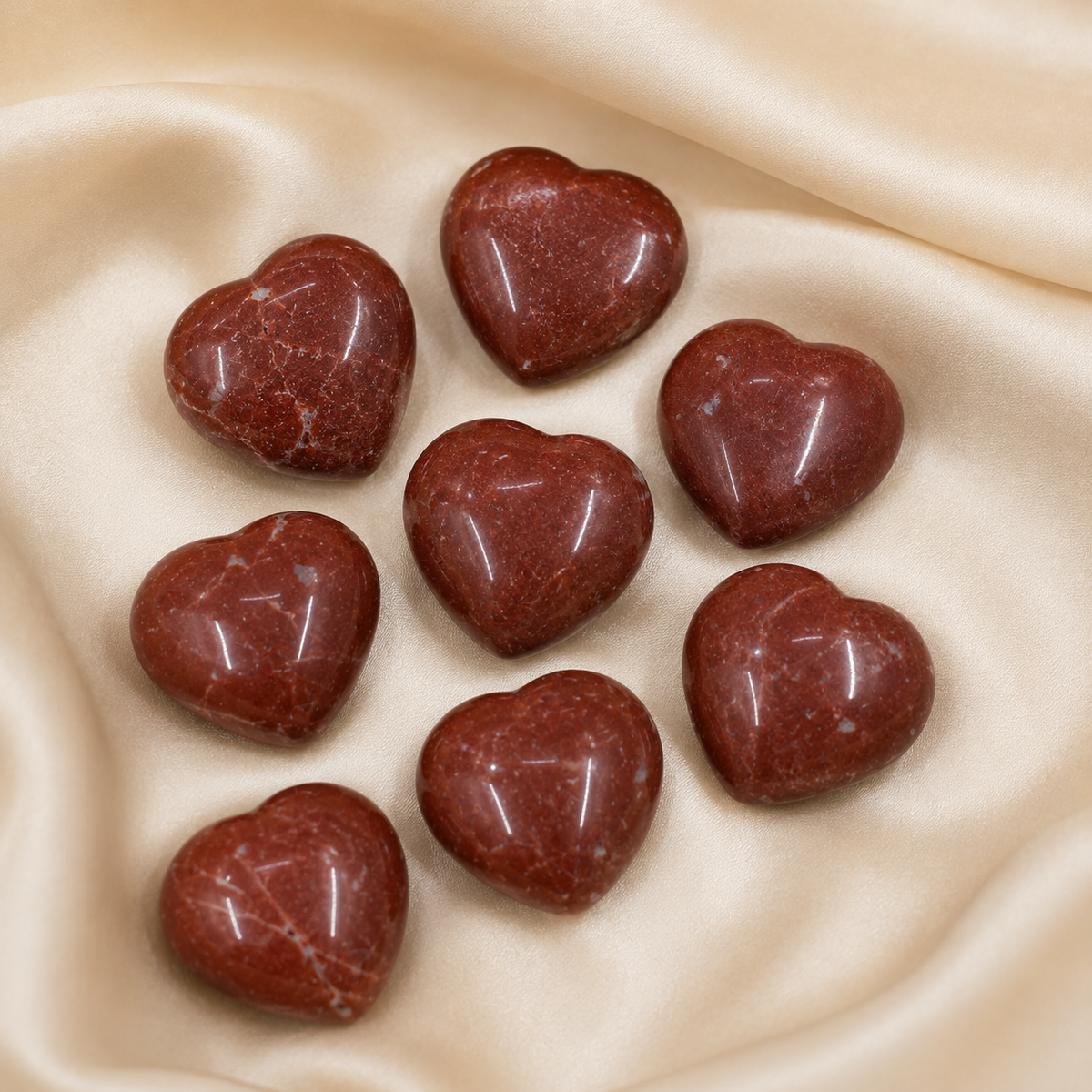 Red Jasper Heart Crystal, Puffy Mini 1 Inch Pocket Crystal Heart  DestGlow