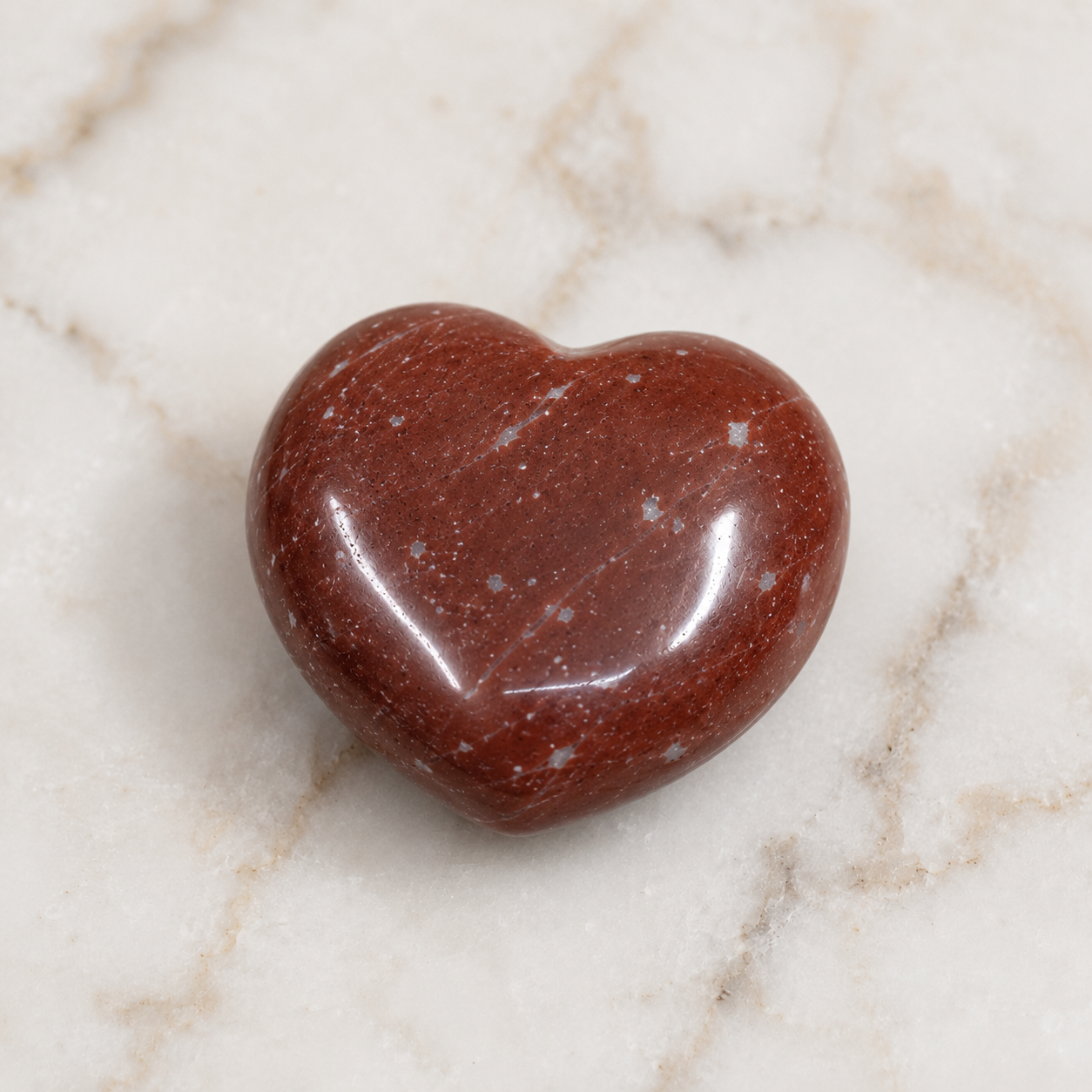 Red Jasper Heart Crystal, Puffy Mini 1 Inch Pocket Crystal Heart  DestGlow