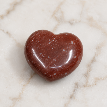 Red Jasper Heart Crystal, Puffy Mini 1 Inch Pocket Crystal Heart  DestGlow