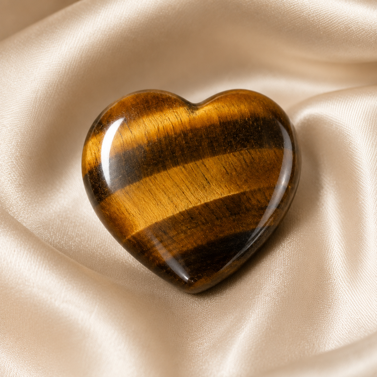 Tiger Eye Heart Crystal, Puffy Mini 1 Inch Pocket Crystal Heart  DestGlow