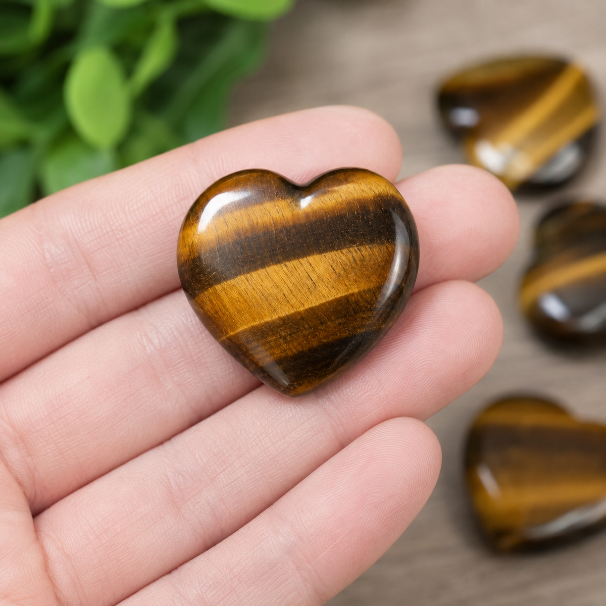 Tiger Eye Heart Crystal, Puffy Mini 1 Inch Pocket Crystal Heart  DestGlow