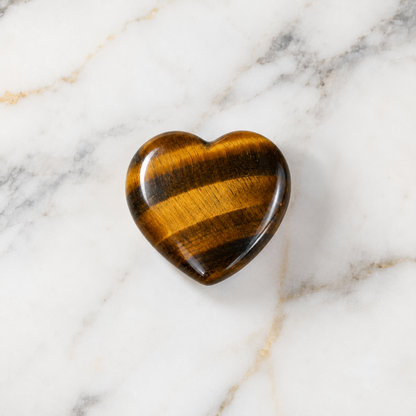 Tiger Eye Heart Crystal, Puffy Mini 1 Inch Pocket Crystal Heart  DestGlow
