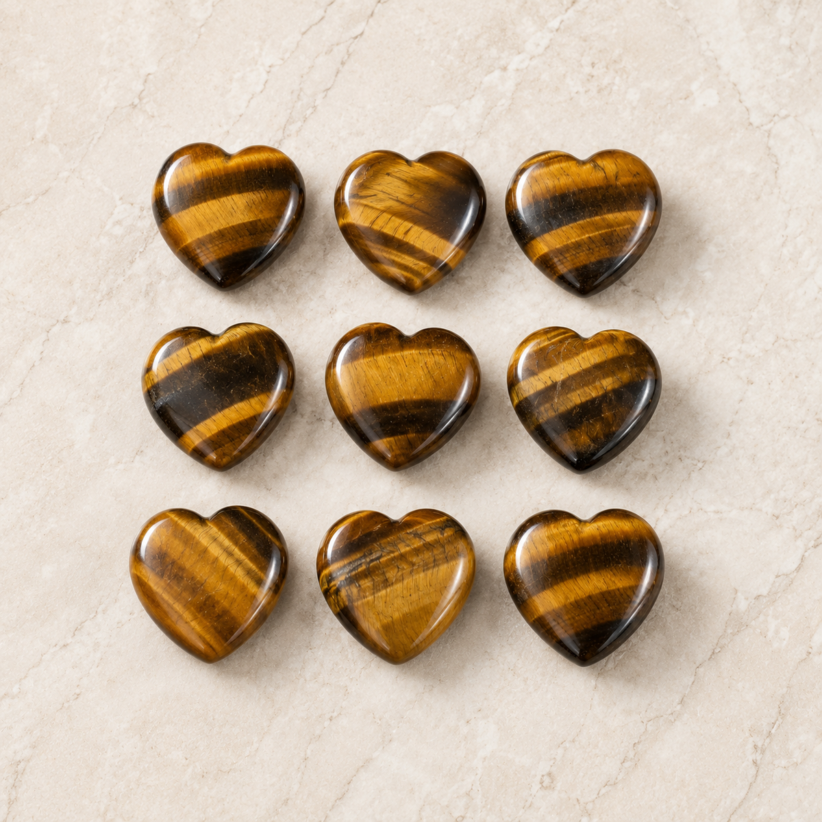 Tiger Eye Heart Crystal, Puffy Mini 1 Inch Pocket Crystal Heart  DestGlow