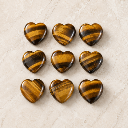 Tiger Eye Heart Crystal, Puffy Mini 1 Inch Pocket Crystal Heart  DestGlow