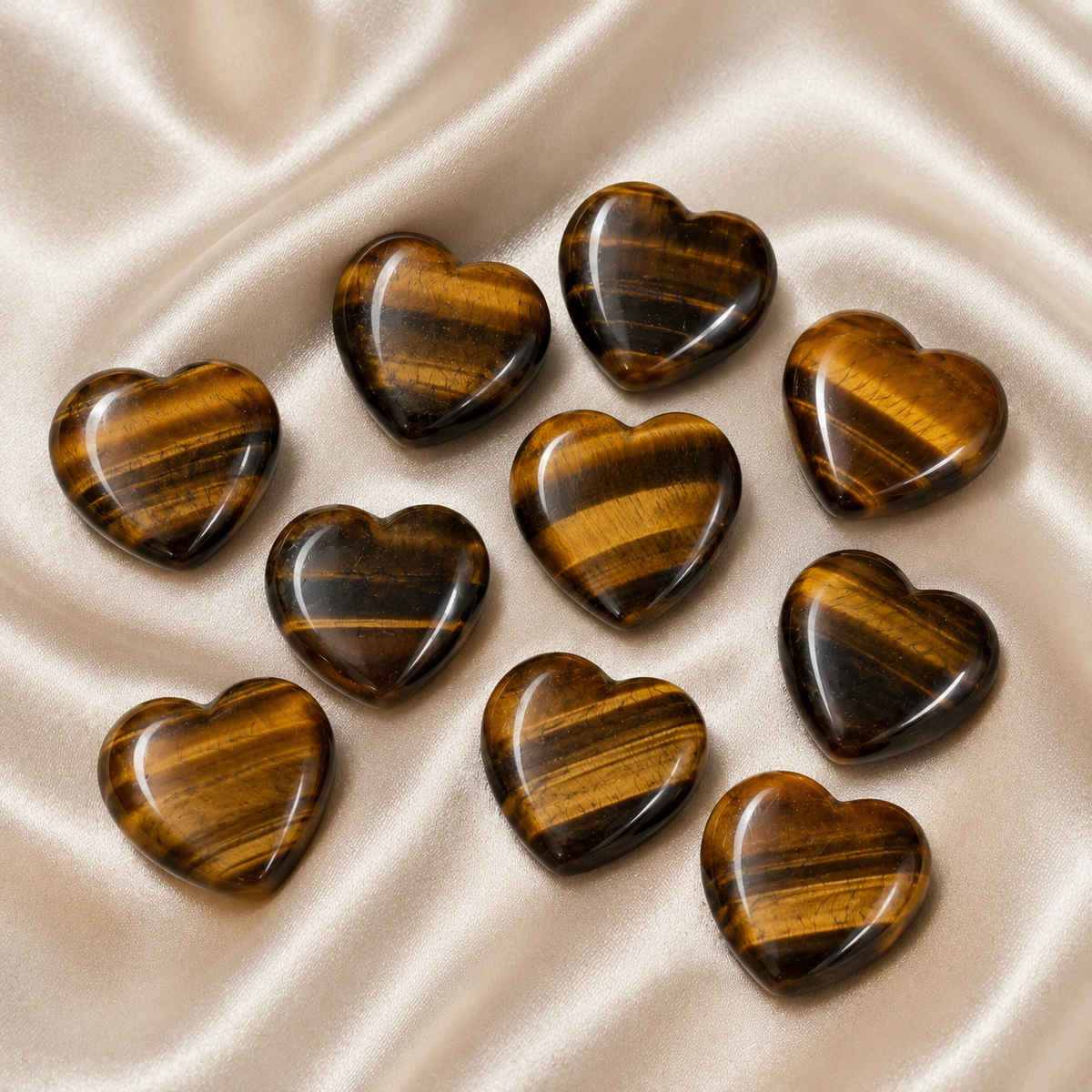 Tiger Eye Heart Crystal, Puffy Mini 1 Inch Pocket Crystal Heart  DestGlow