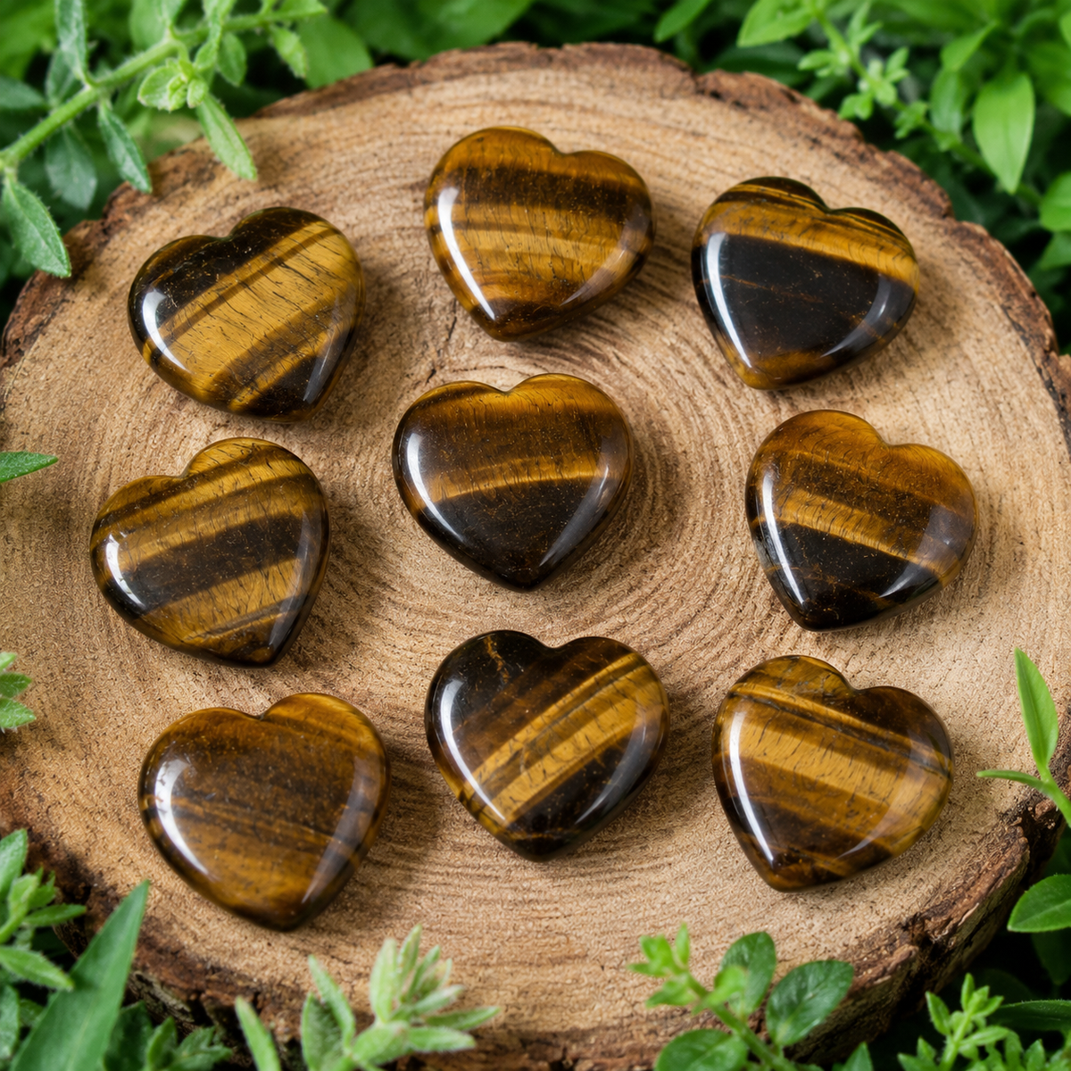 Tiger Eye Heart Crystal, Puffy Mini 1 Inch Pocket Crystal Heart  DestGlow