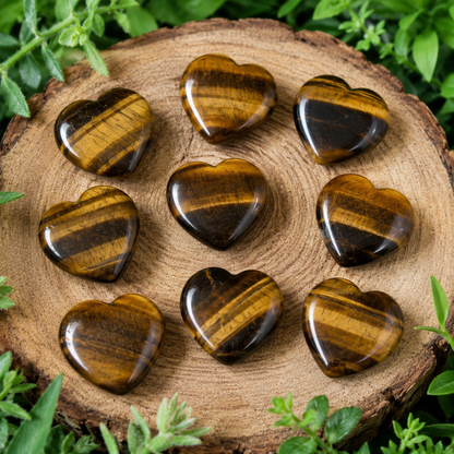 Tiger Eye Heart Crystal, Puffy Mini 1 Inch Pocket Crystal Heart  DestGlow