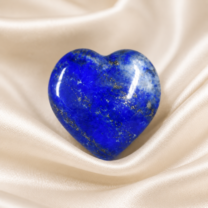 Lapis Lazuli Heart Crystal, Puffy Mini 1 Inch Pocket Crystal Heart  DestGlow