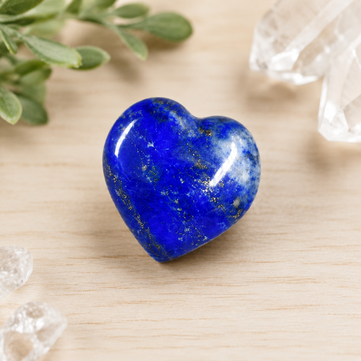 Lapis Lazuli Heart Crystal, Puffy Mini 1 Inch Pocket Crystal Heart  DestGlow