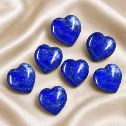 Lapis Lazuli Heart Crystal, Puffy Mini 1 Inch Pocket Crystal Heart  DestGlow