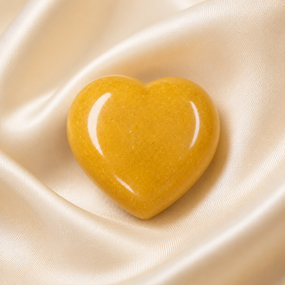 Yellow Aventurine Heart Crystal, Puffy Mini 1 Inch Pocket Crystal Heart  DestGlow