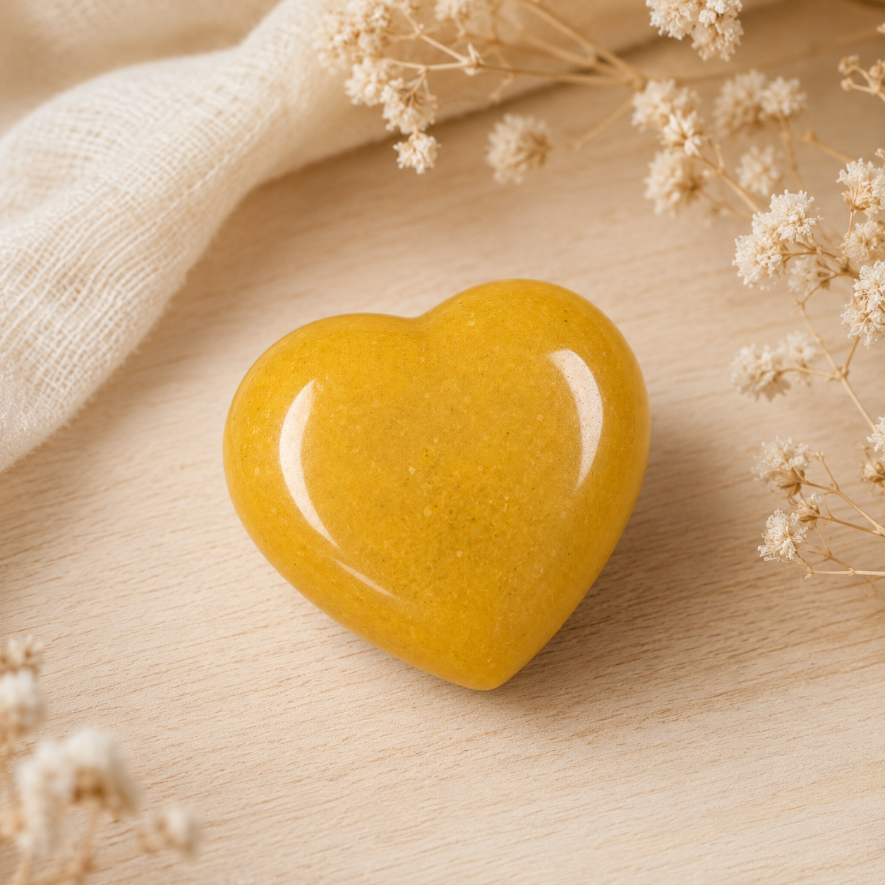 Yellow Aventurine Heart Crystal, Puffy Mini 1 Inch Pocket Crystal Heart  DestGlow
