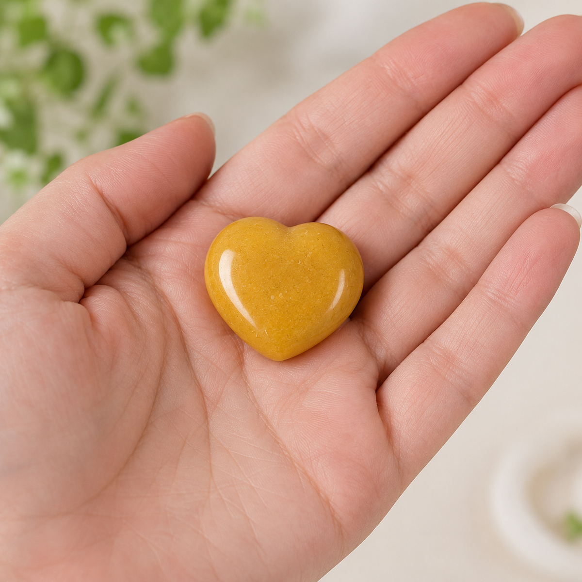 Yellow Aventurine Heart Crystal, Puffy Mini 1 Inch Pocket Crystal Heart  DestGlow