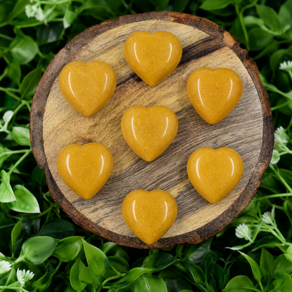Yellow Aventurine Heart Crystal, Puffy Mini 1 Inch Pocket Crystal Heart  DestGlow