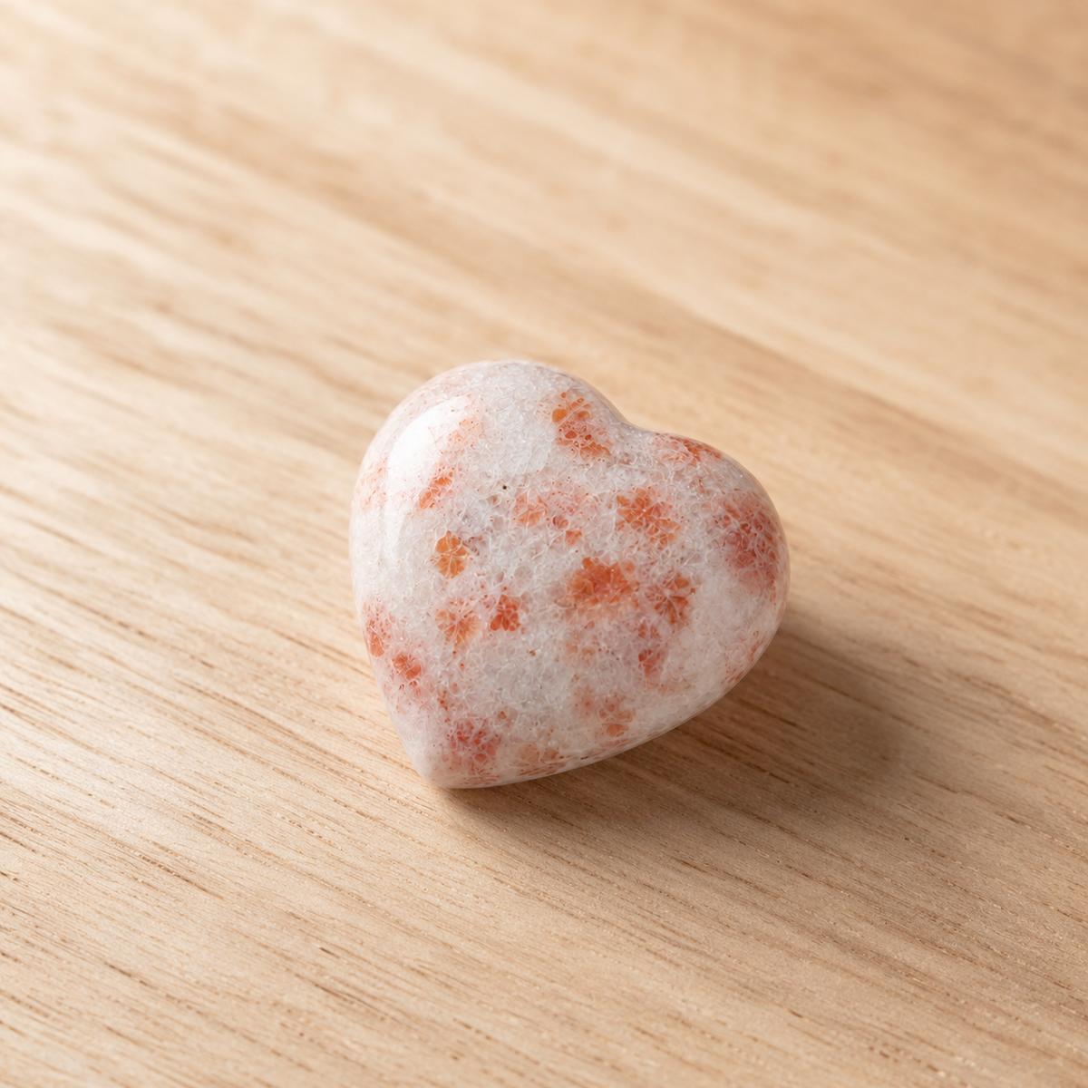 Sunstone Heart Crystal, Puffy Mini 1 Inch Pocket Crystal Heart.  DestGlow