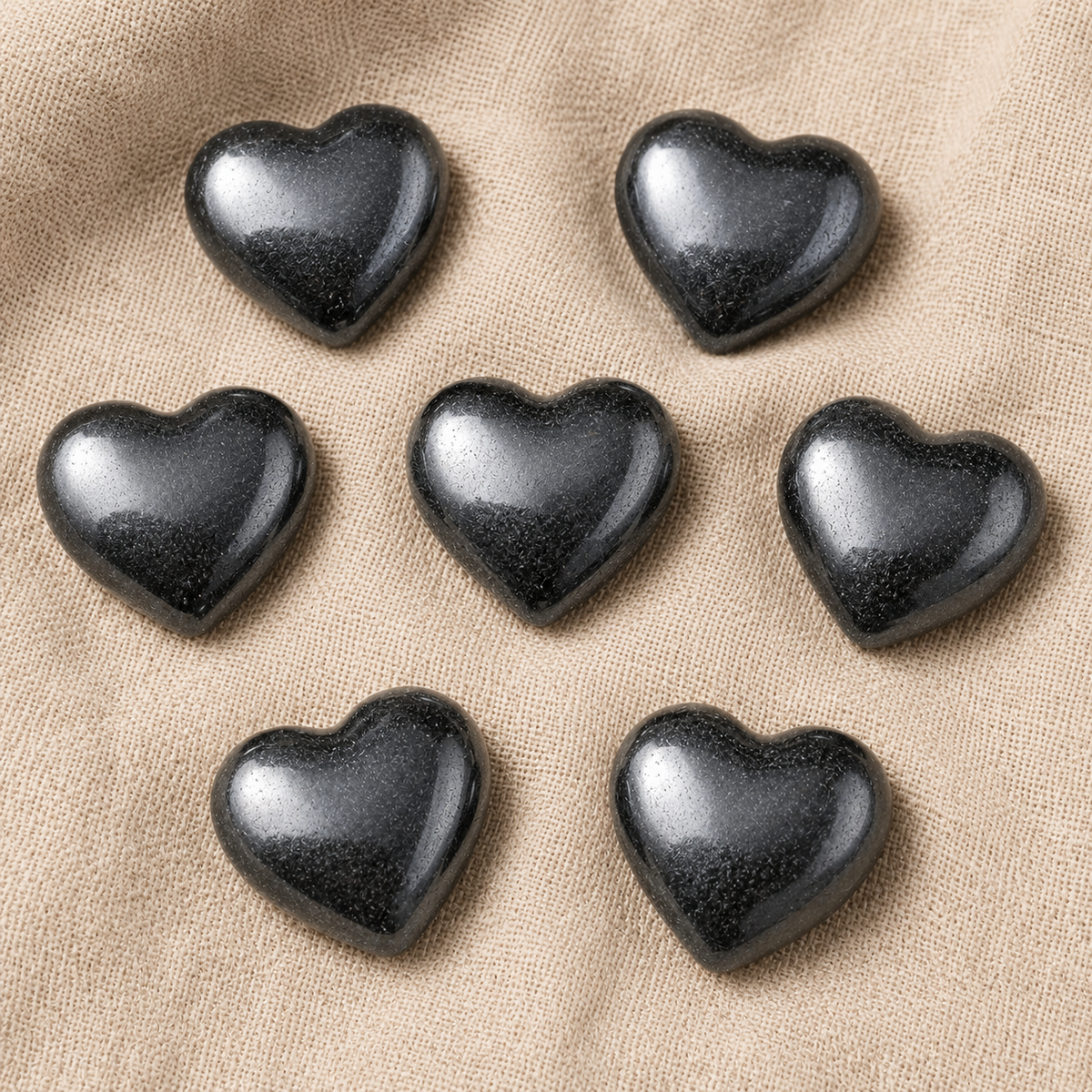 Hematite Heart Crystal, Puffy Mini 1 Inch Pocket Crystal Heart  DestGlow