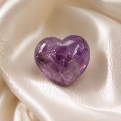 Amethyst Heart Crystal, Puffy Mini 1 Inch Pocket Crystal Heart.  DestGlow