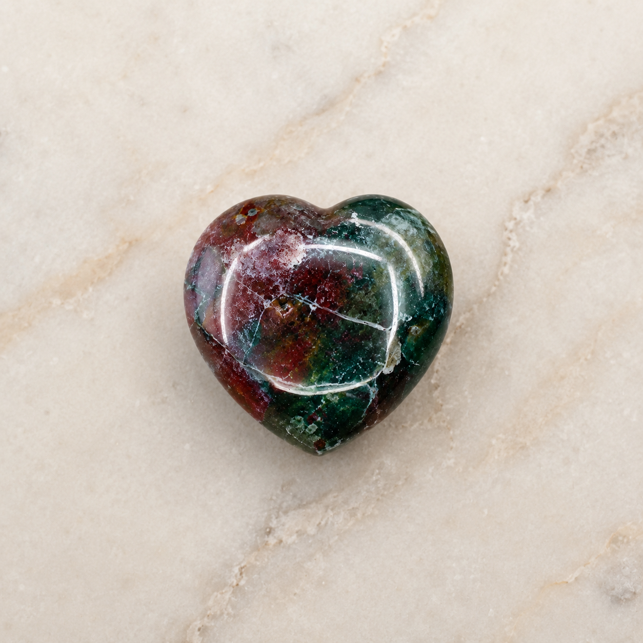 Fancy jasper Heart Crystal, Puffy Mini 1 Inch Pocket Crystal Heart