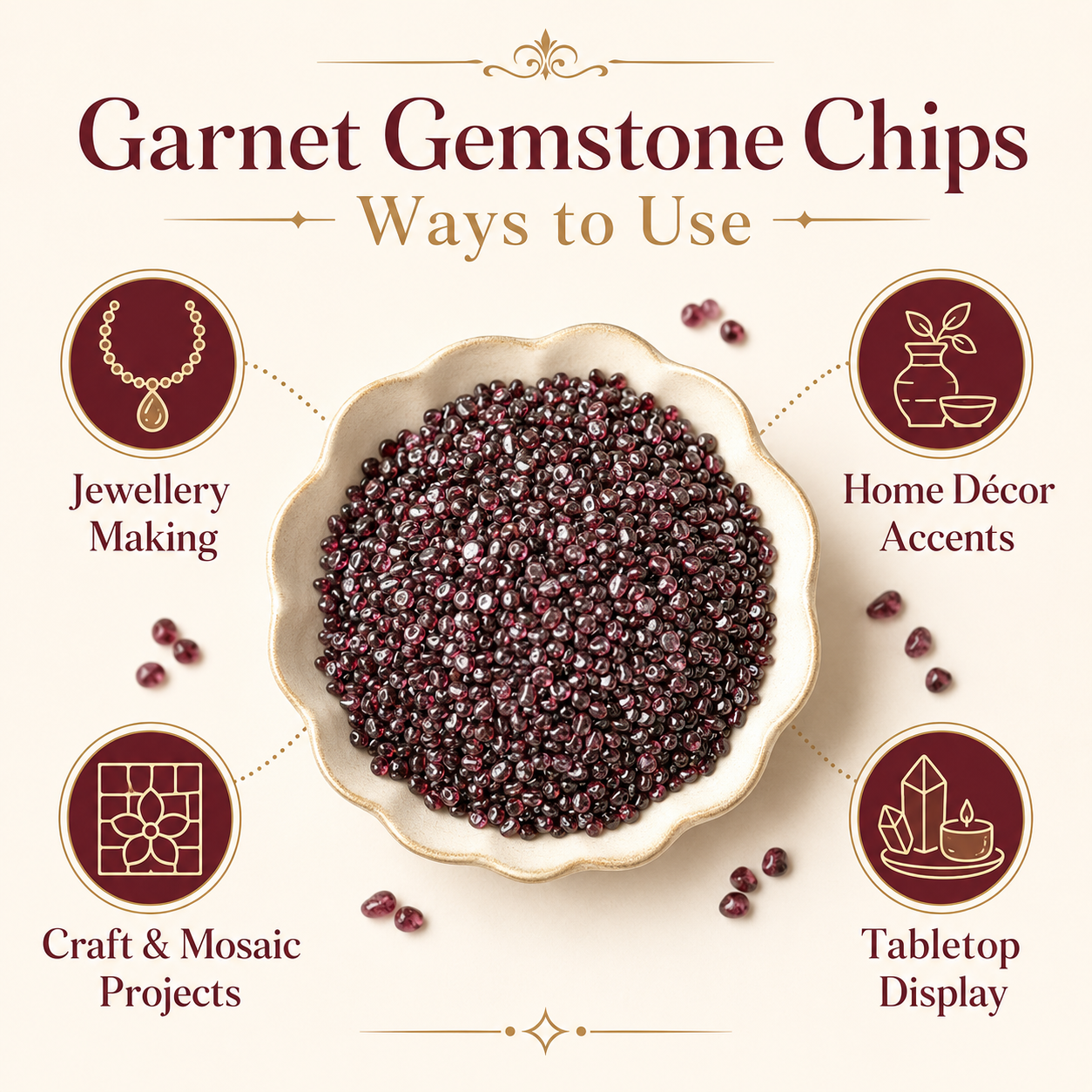 Garnet Gemstone Chips (Prosperity and Pleasure To Your Life)  DestGlow