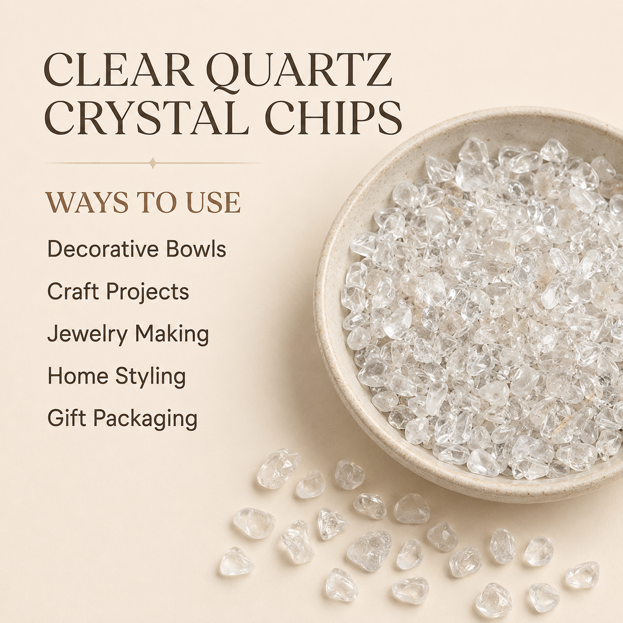 Crystal Quartz Gemstone Chips (Meditation and Restorative Work)  DestGlow