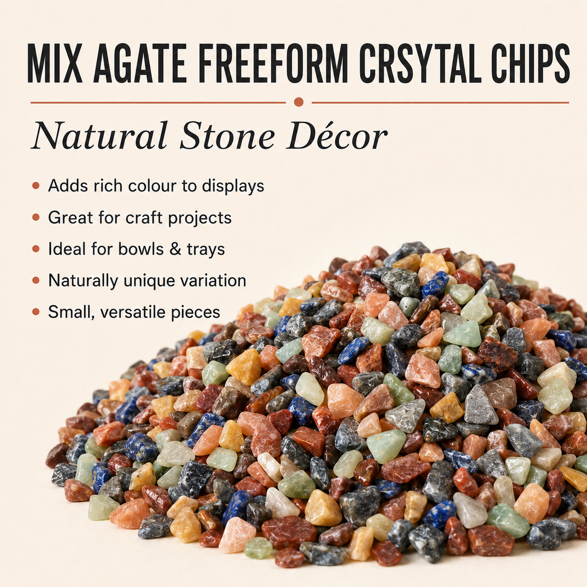 Raw Mix Agate Crystal Chips, Undrilled Gemstone Chips in a Pack size 4oz, 1/2lb, 1lb  DestGlow