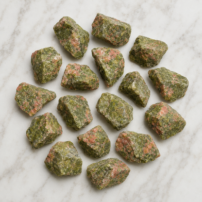 Unakite Rough Stones, 1 inch Unakite Raw Stone  DestGlow